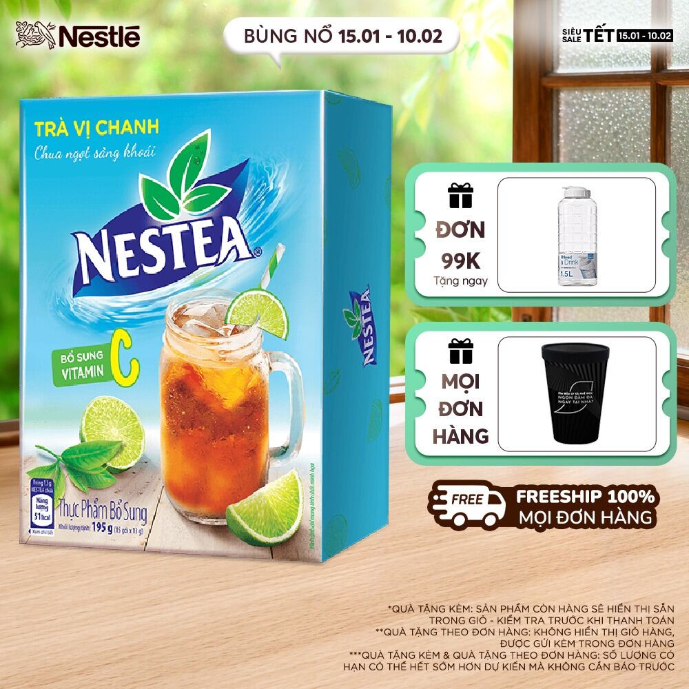 [ƯU ĐÃI THÁNG 2] Trà vị chanh NESTEA (Hộp 15 gói x 13g)