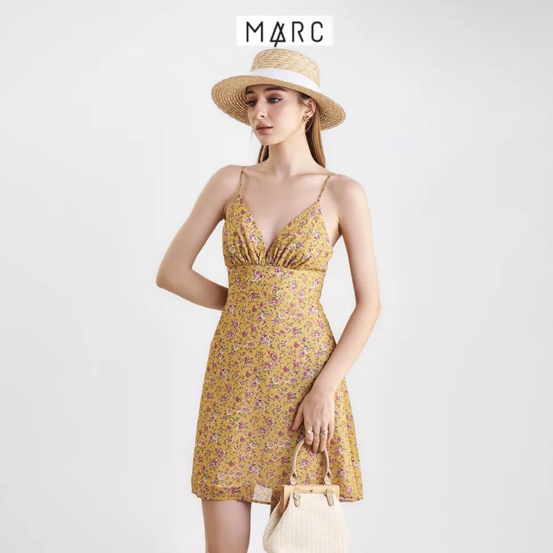 Đầm hai dây Marc size L - Đầm đi biển Marc chính hãng, newtag