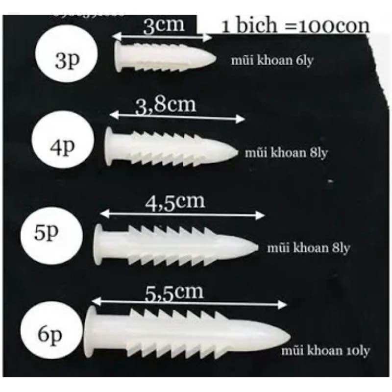 Tắc Kê Nhựa Nhiều Size (10 Con)