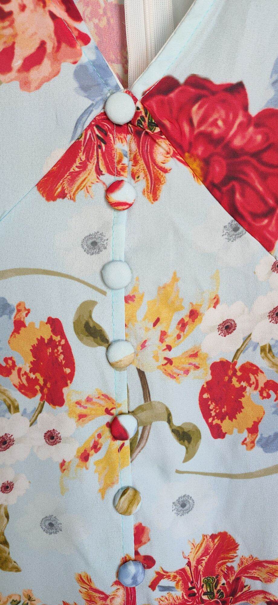 Đầm Hoa Đuôi cá Chiffon sz S, new 99%