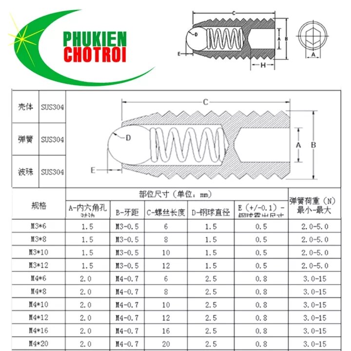 Vit tri dau bi M6x16mm