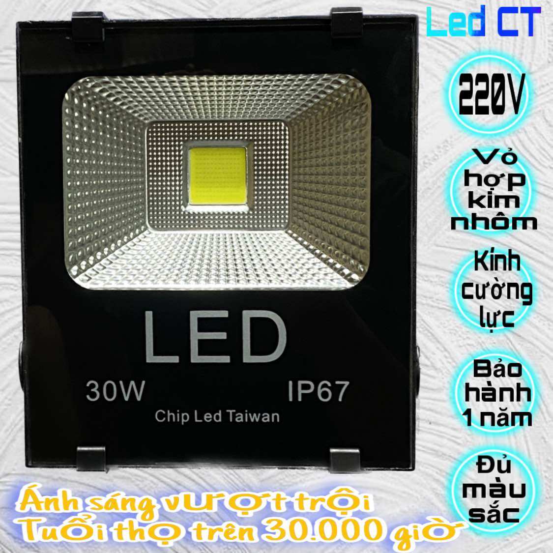 Đen pha led 30w thân nhôm