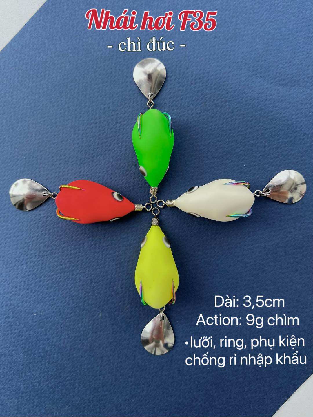 Nhái hơi F35 lưỡi câu SNS titan chì đúc câu lure siêu nhạy cá lóc, chẽm,…