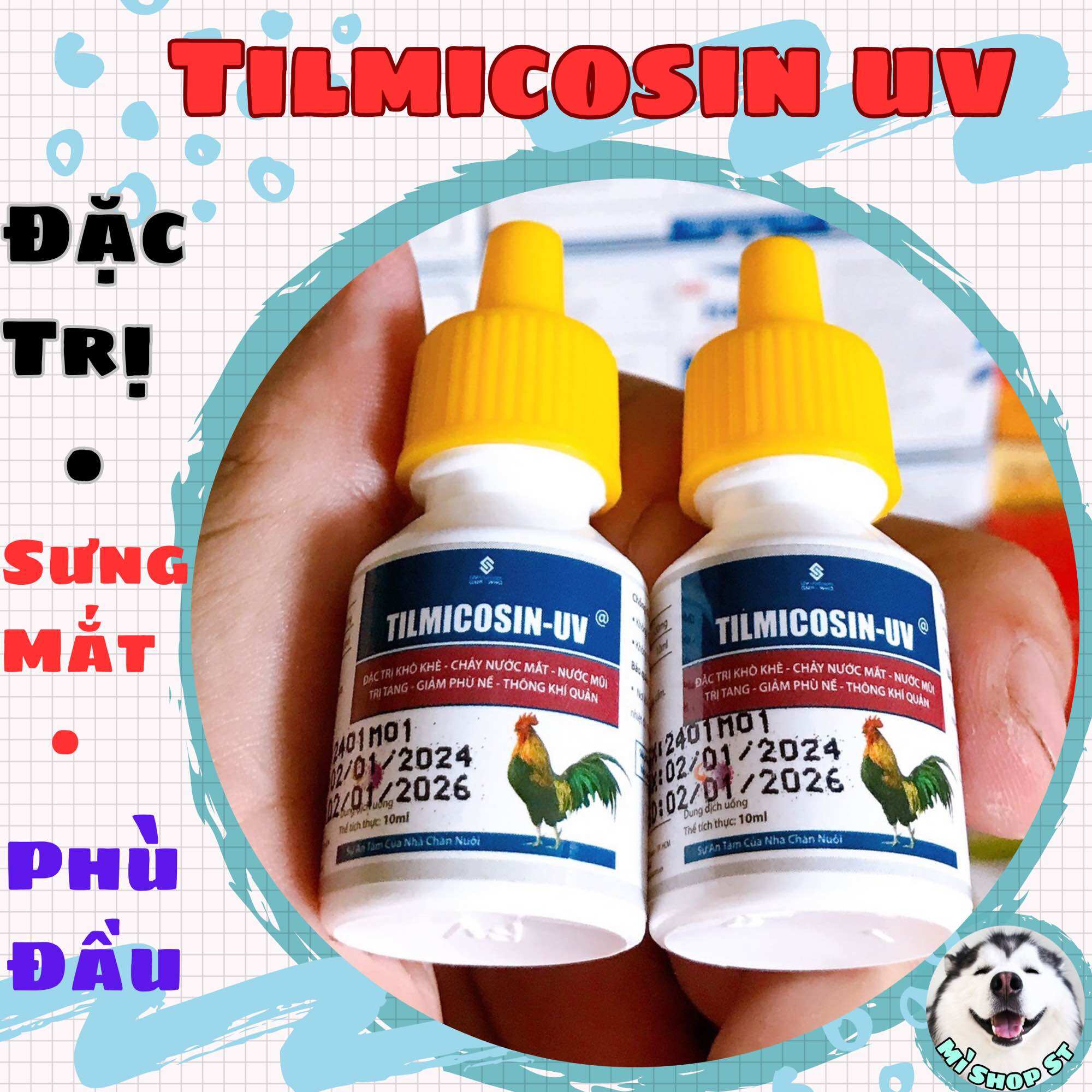 Tilmicosin sổ mũi, khò khè, sưng mặt, phù đầu gà đá, chim cảnh 10ml