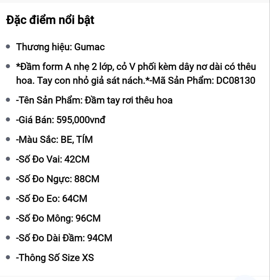 Đầm dáng A, tay dơi thêu hoa - size M