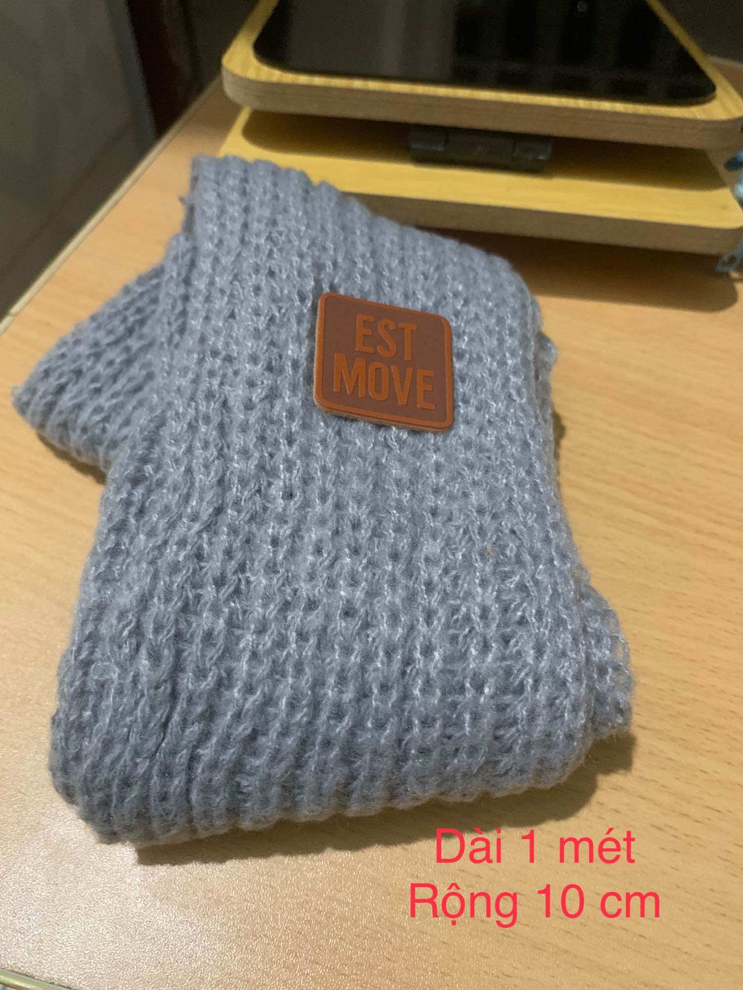 Khăn len xám dài 1 mét rộng 10 cm