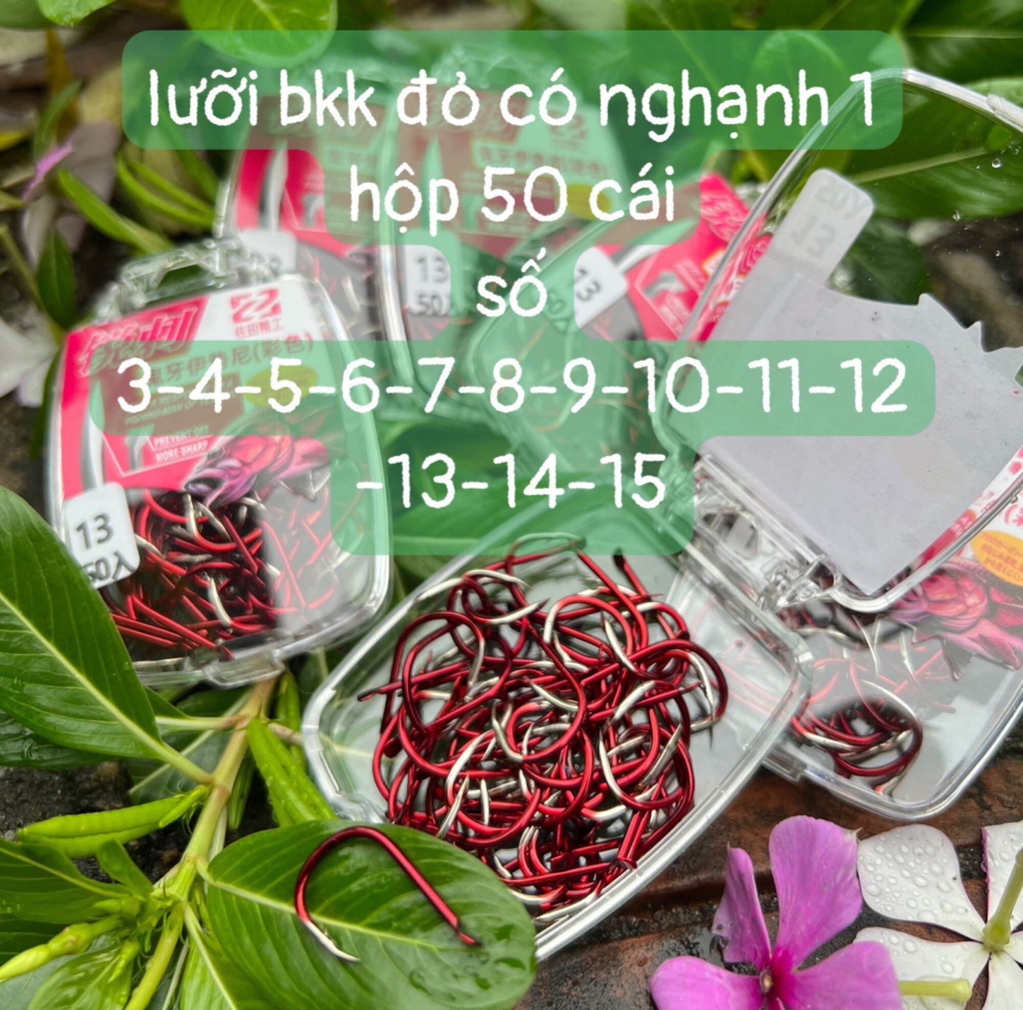 Lưỡi câu cá cacbon bkk đỏ có ngạnh nhật bản siêu bén siêu bền cao cấp