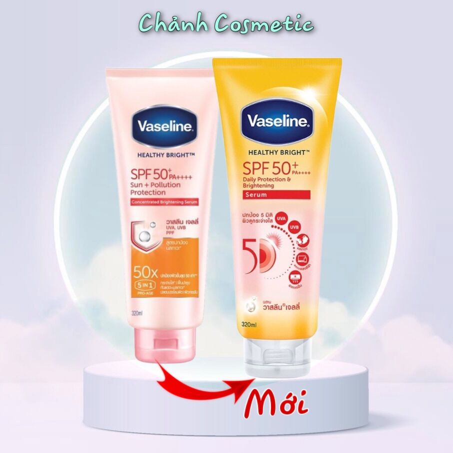 Sữa dưỡng thể trắng da chống nắng vaseline 50x thái lan spf50+/pa++++ 320ml