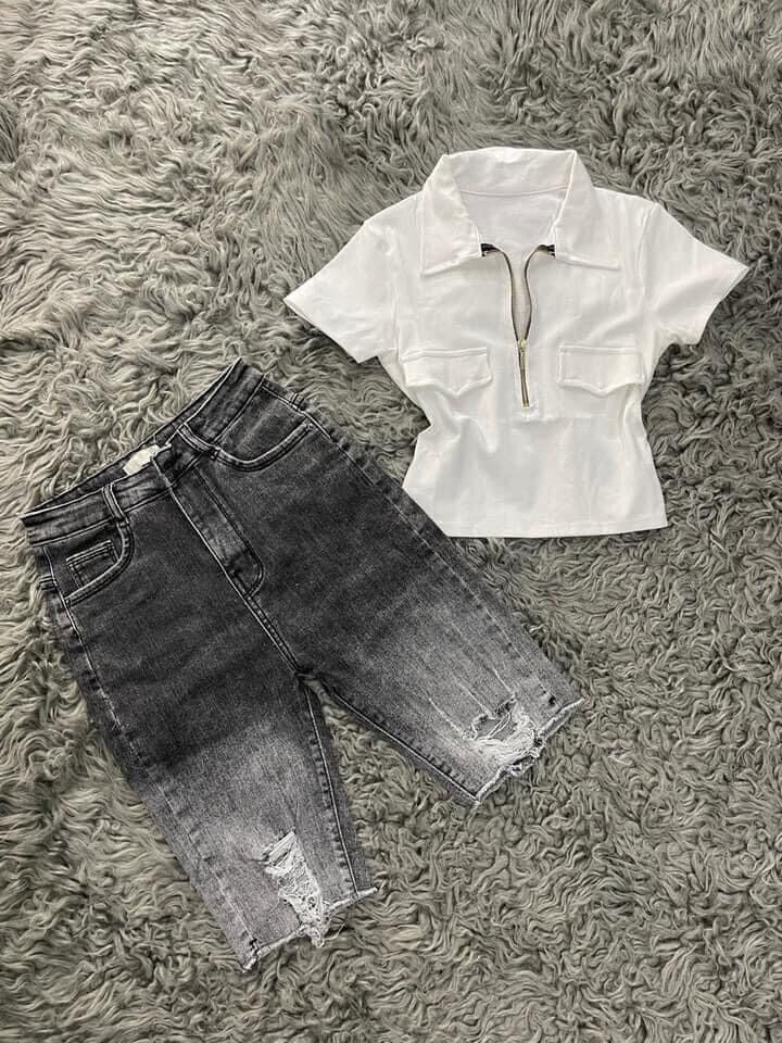 quần ngố jean co dãn nữ