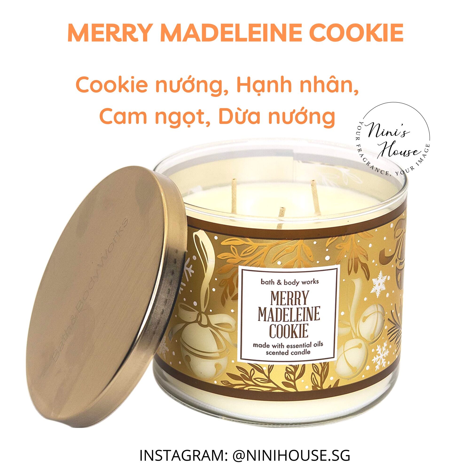 [HCM]Nến thơm 3 bấc Bath and Body Works mùi Merry Madeleine Cookie