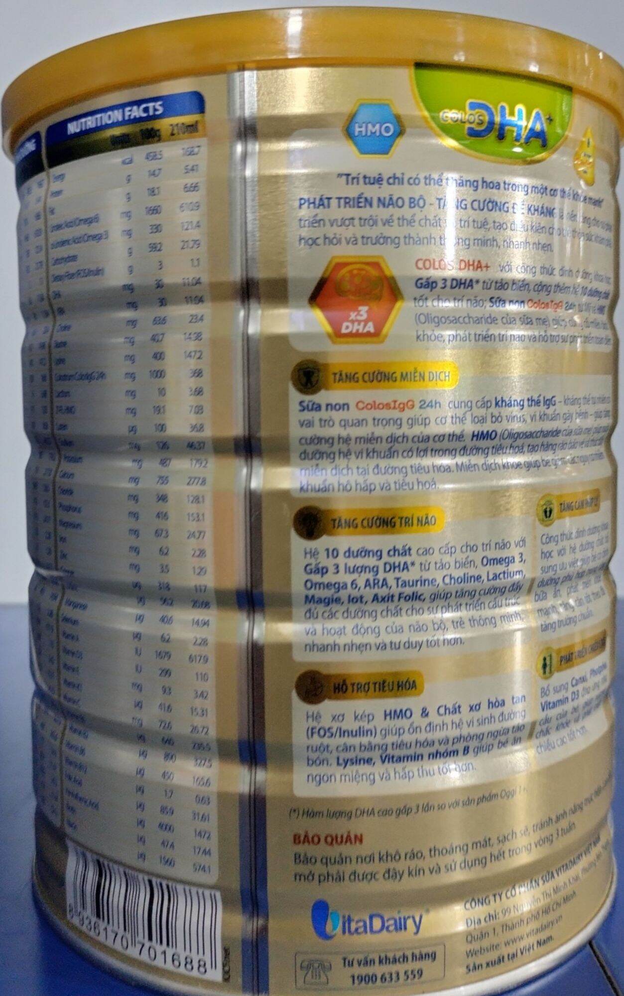 [ Có mã QR tích xu ] Sữa bột Vitadairy Colos DHA 1+ 800g (Date 2026)