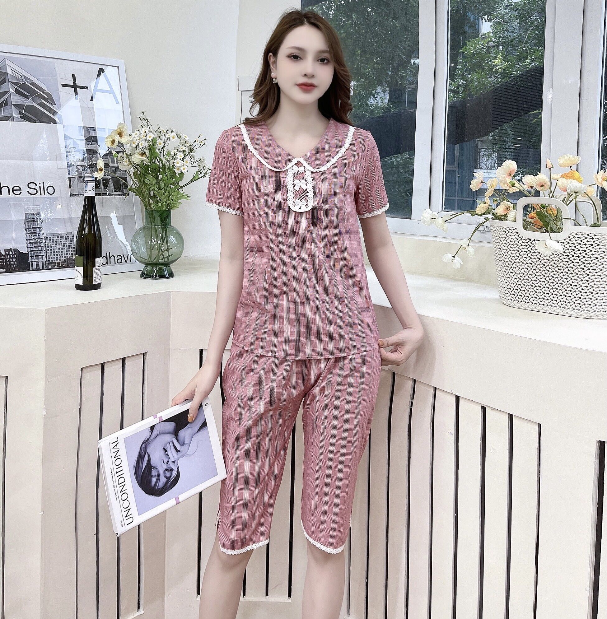 Đồ bộ 3 màu vải kate mẫu lửng