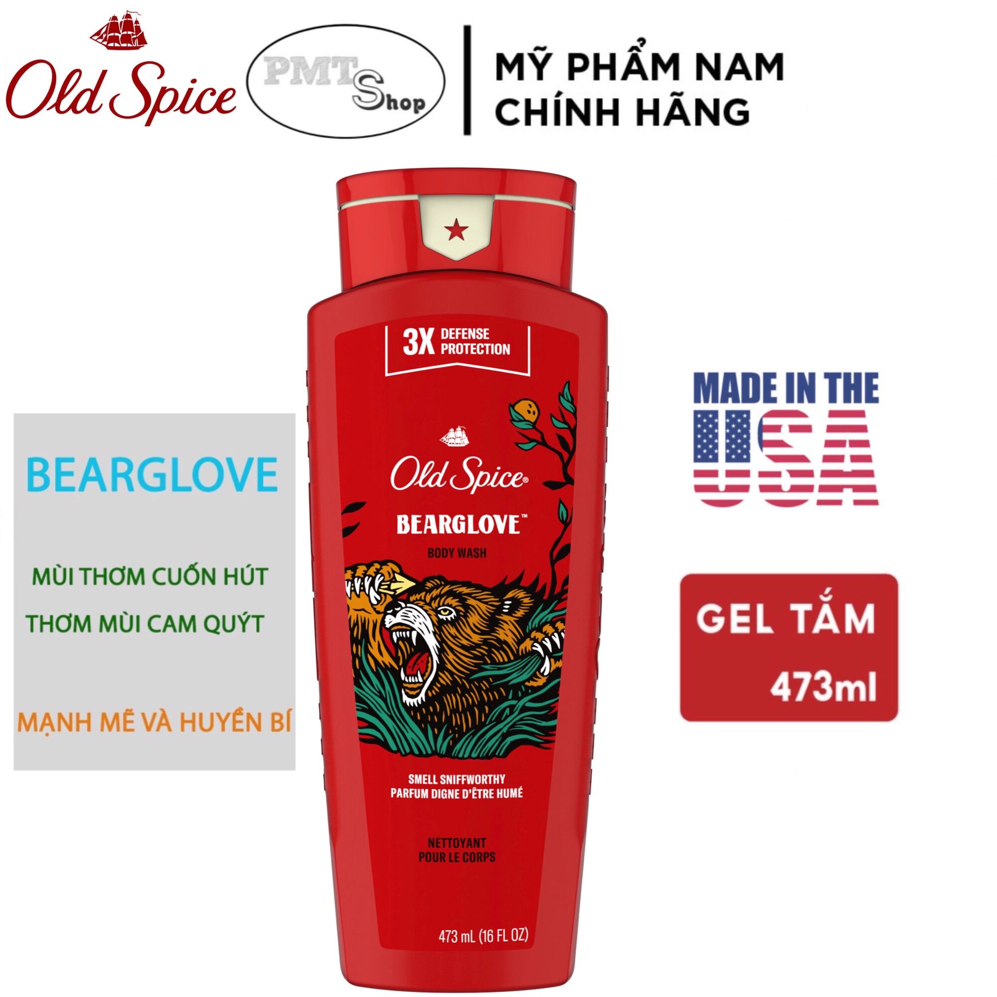 Sữa tắm nam Gel Old Spice 473ml Timber | Bearglove | Swagger | Fiji | Wolfthorn | Tắm gội 2in1...
