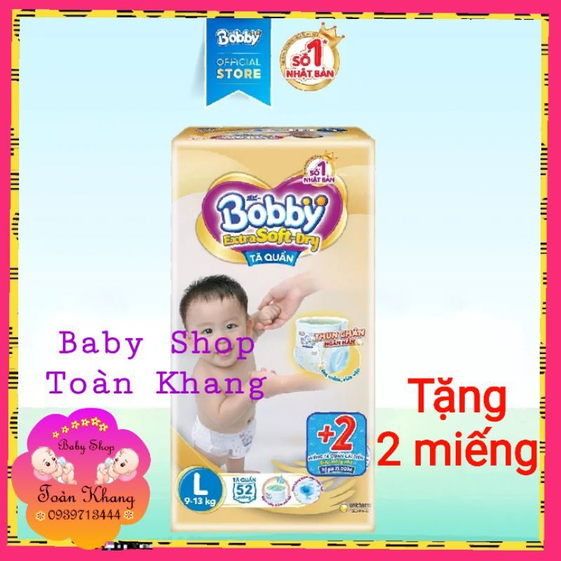 Tã quần bobby cao cấp mặt sóng siêu mềm size l56+2 miếng