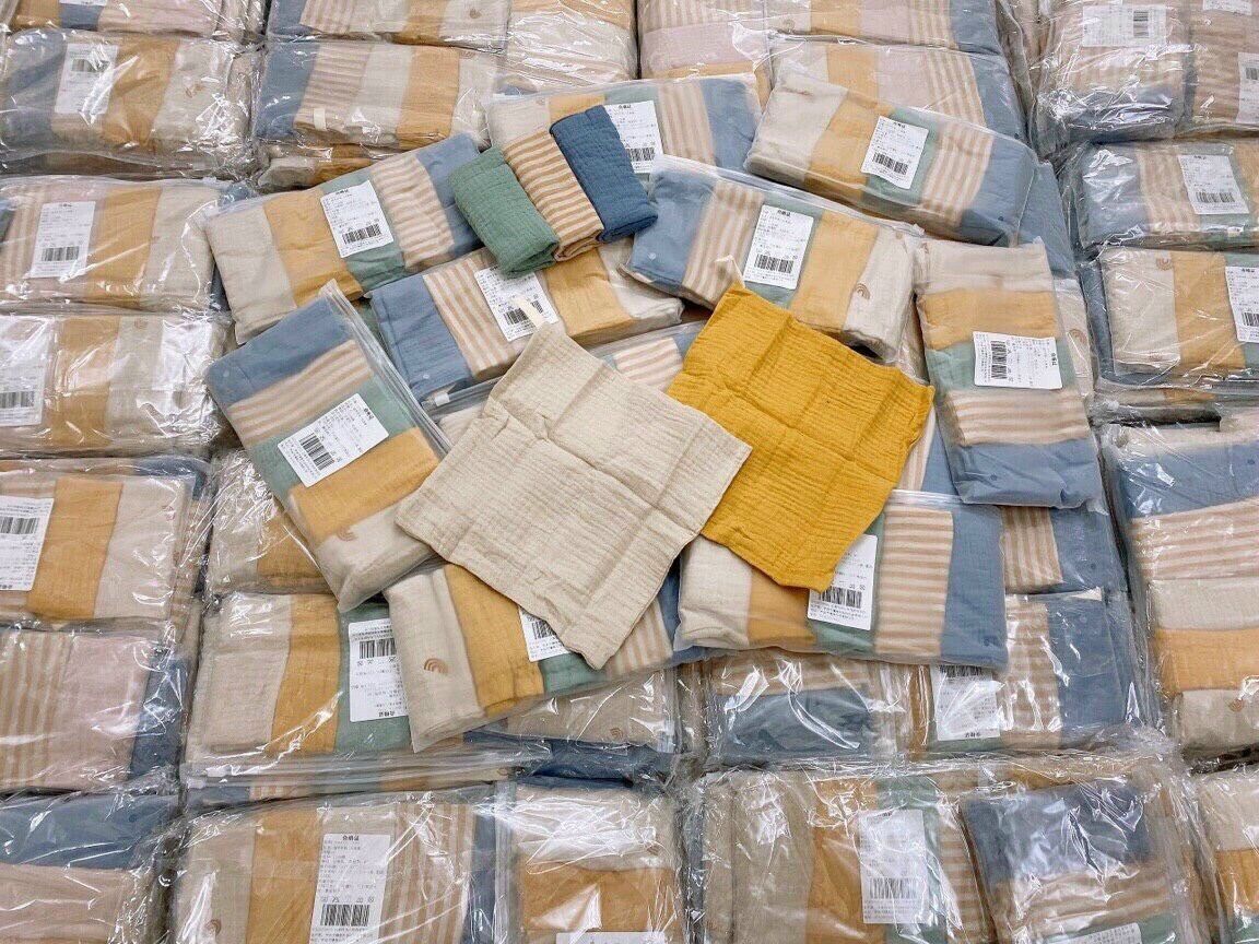 Set 5 khăn xô organic 4 lớp muslin cho bé