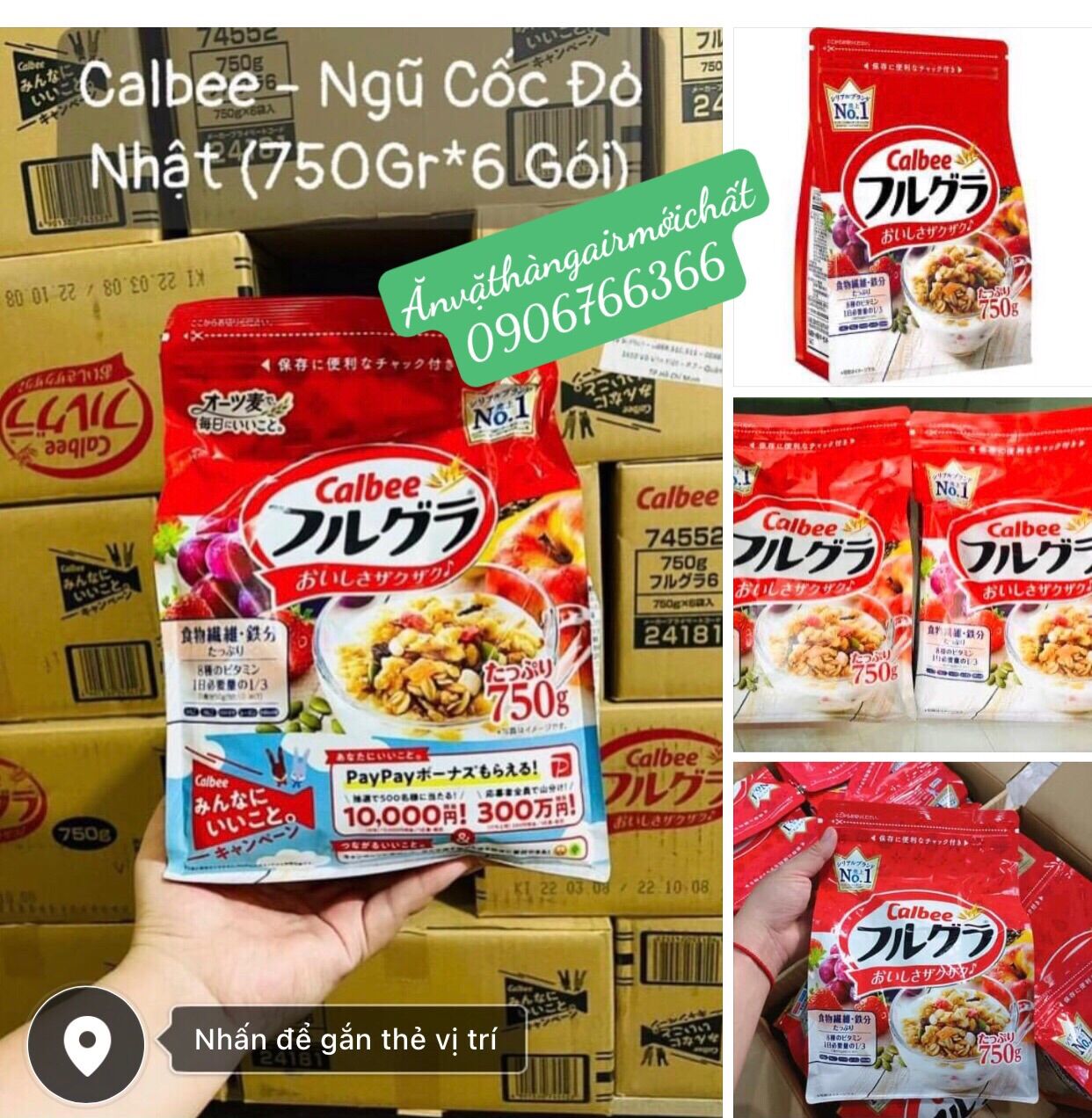 [NEW THÁNG 08/2024]Ngũ Cốc Calbee Nhật Bản Gói Đỏ 750 gram