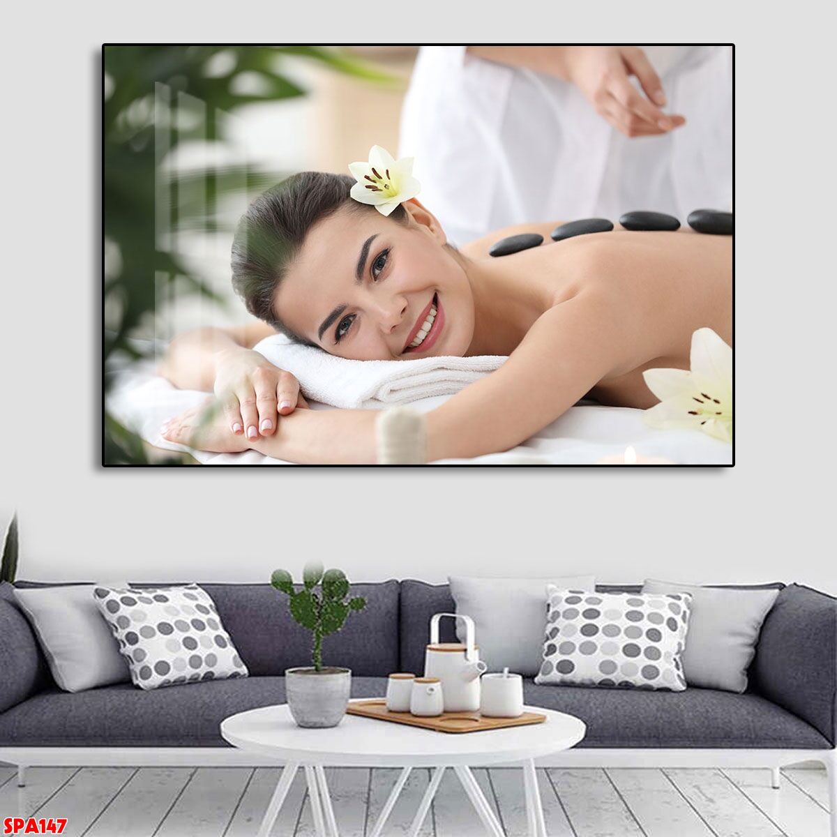 Tranh tráng trí spa_ tranh canvas kim sa 40x60
