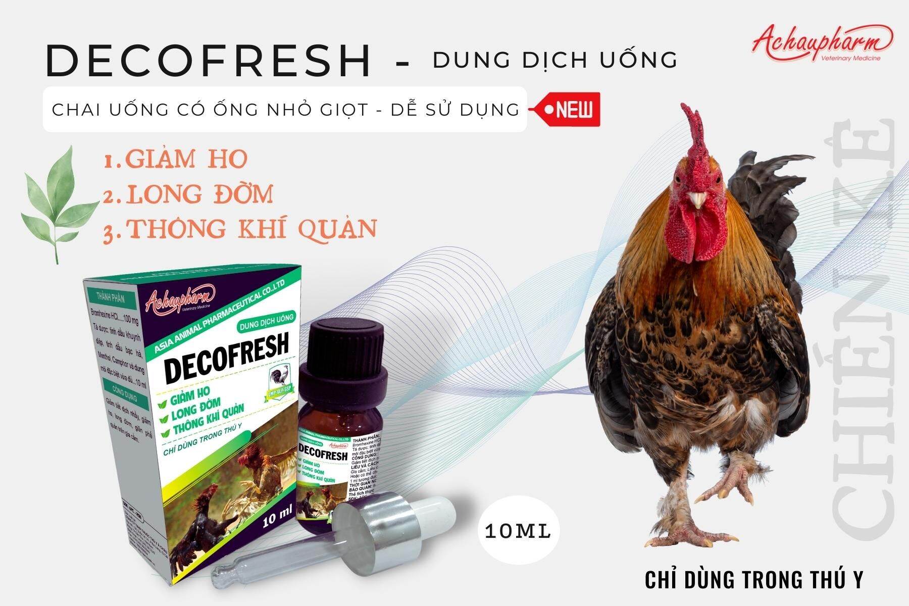 [Có kèm ống nhỏ] DECOFRESH Lọ 10ml Dung Dịch Nhỏ Uống Cho Gà Đá, Chim Cảnh Giảm Ho, Long Đờm, Thông Khí Quản