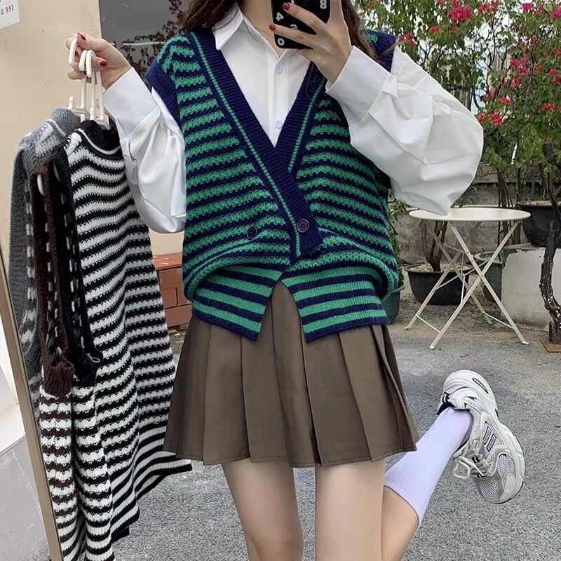 Áo Khoác Len Gile Phối Kẻ Siêu Xinh