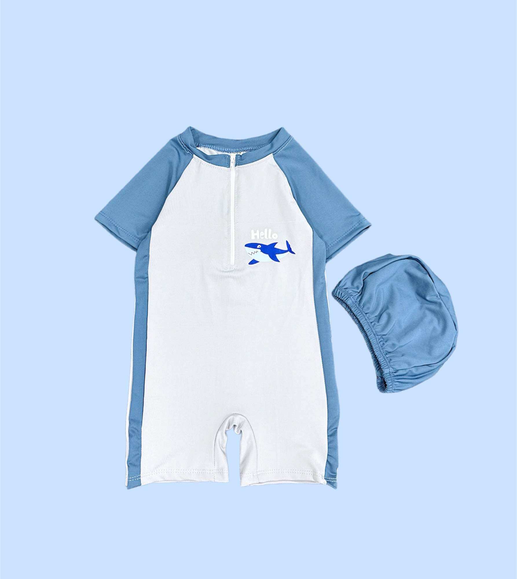 Đồ Bơi Liền Thân Kèm Mũ Bé Trai (10-30kg)