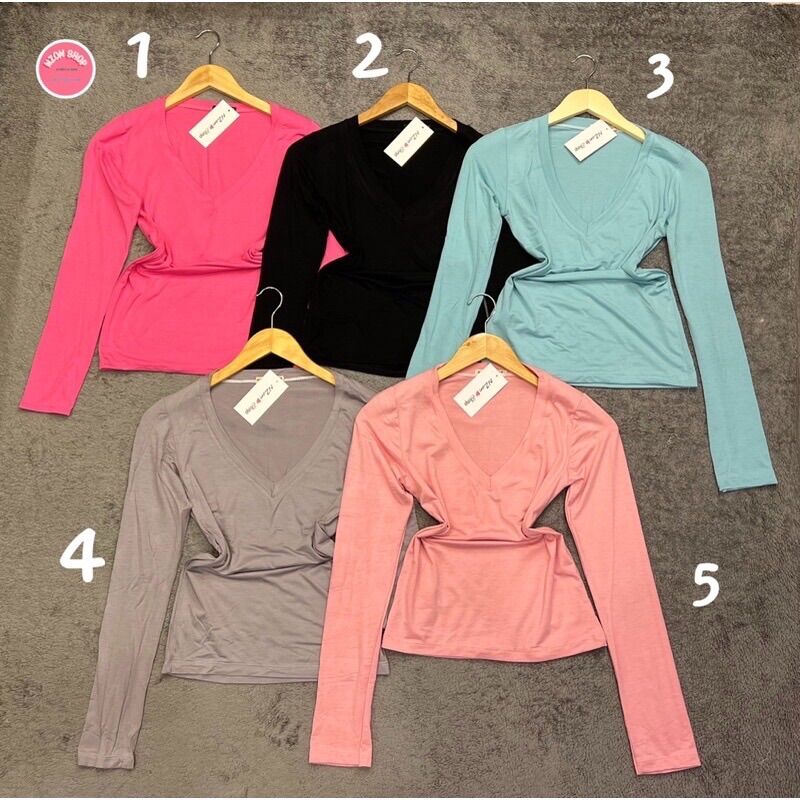 Combo 3 áo thun body tay dài cổ tim