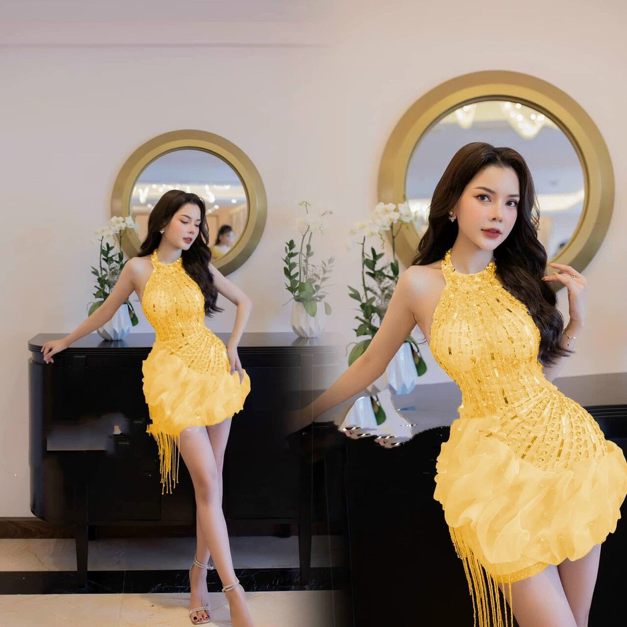 ĐẦM BODY DÚN BÈO  KẾT ĐÁ CAO CẤP
