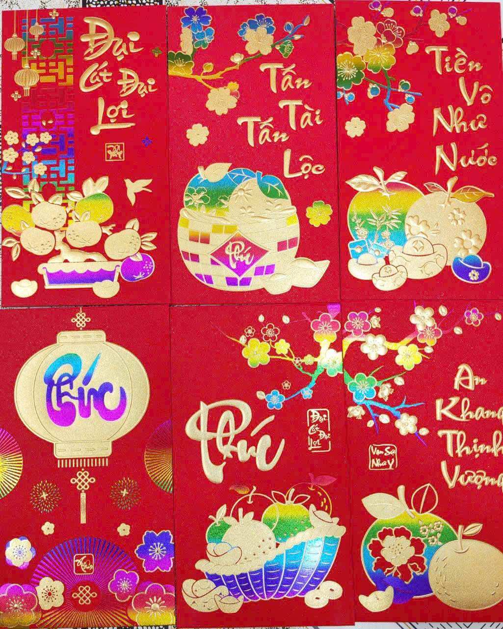Bao lì xì 9x17cm (1 xấp 6 cái)
