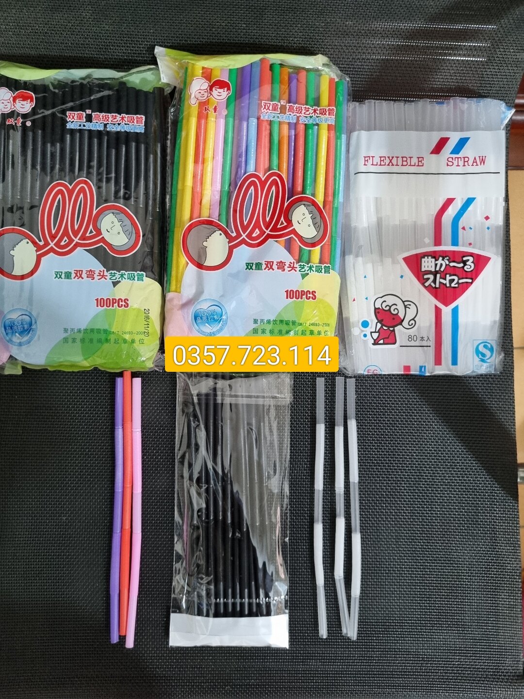 Gói 100 ống hút 2 đầu co tạo kiểu