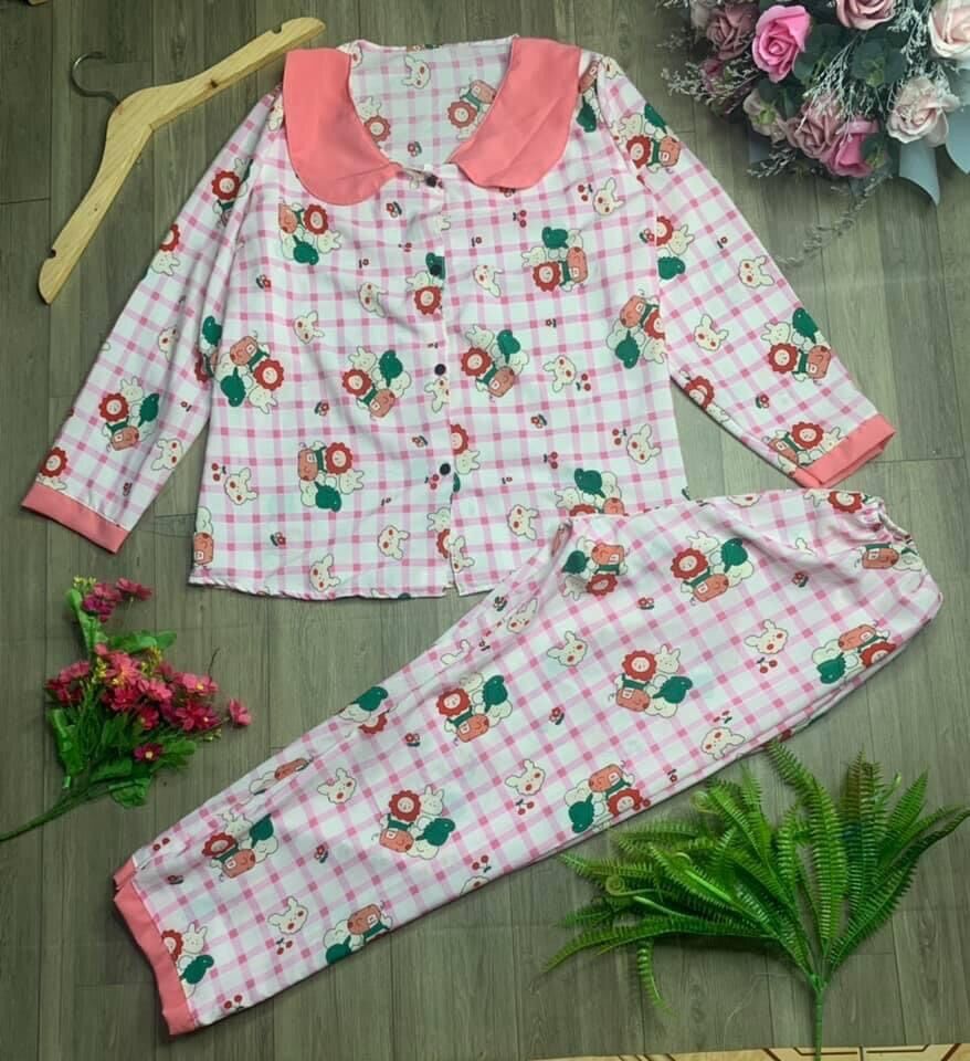 (HCM). BỘ PIJAMA LỤA TIỂU THƯ DÀI TAY CHO NỮ FREESIZE DƯỚI 60KG