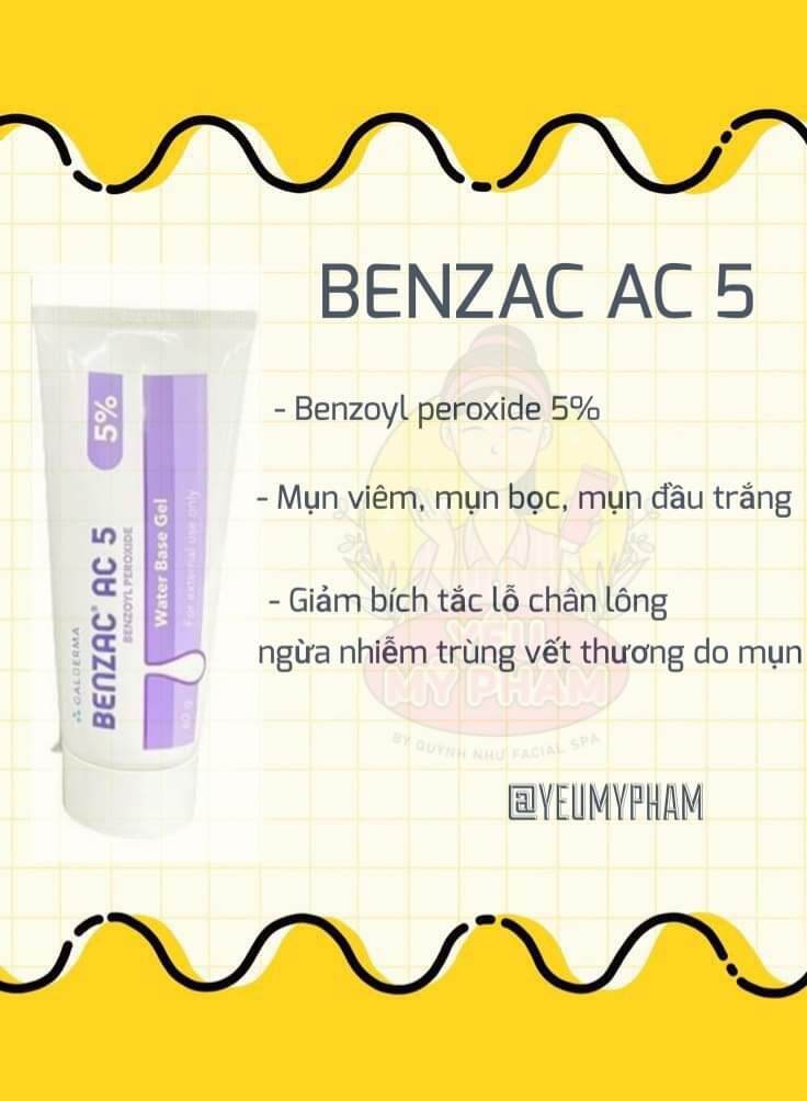 [CHÍNH HÃNG 100%] Kem chấm mụn Benzac AC chứa Benzoyl peroxide (2,5% và 5%) - 15g