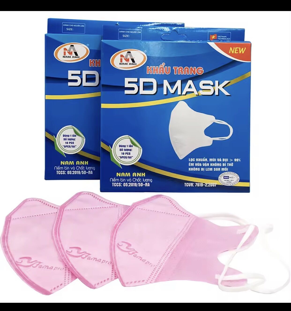 1 hộp 10 cái khẩu trang 5d famapro 3 lớp kháng khuẩn - khẩu trang 5d nam anh 100 cái kháng khuẩn