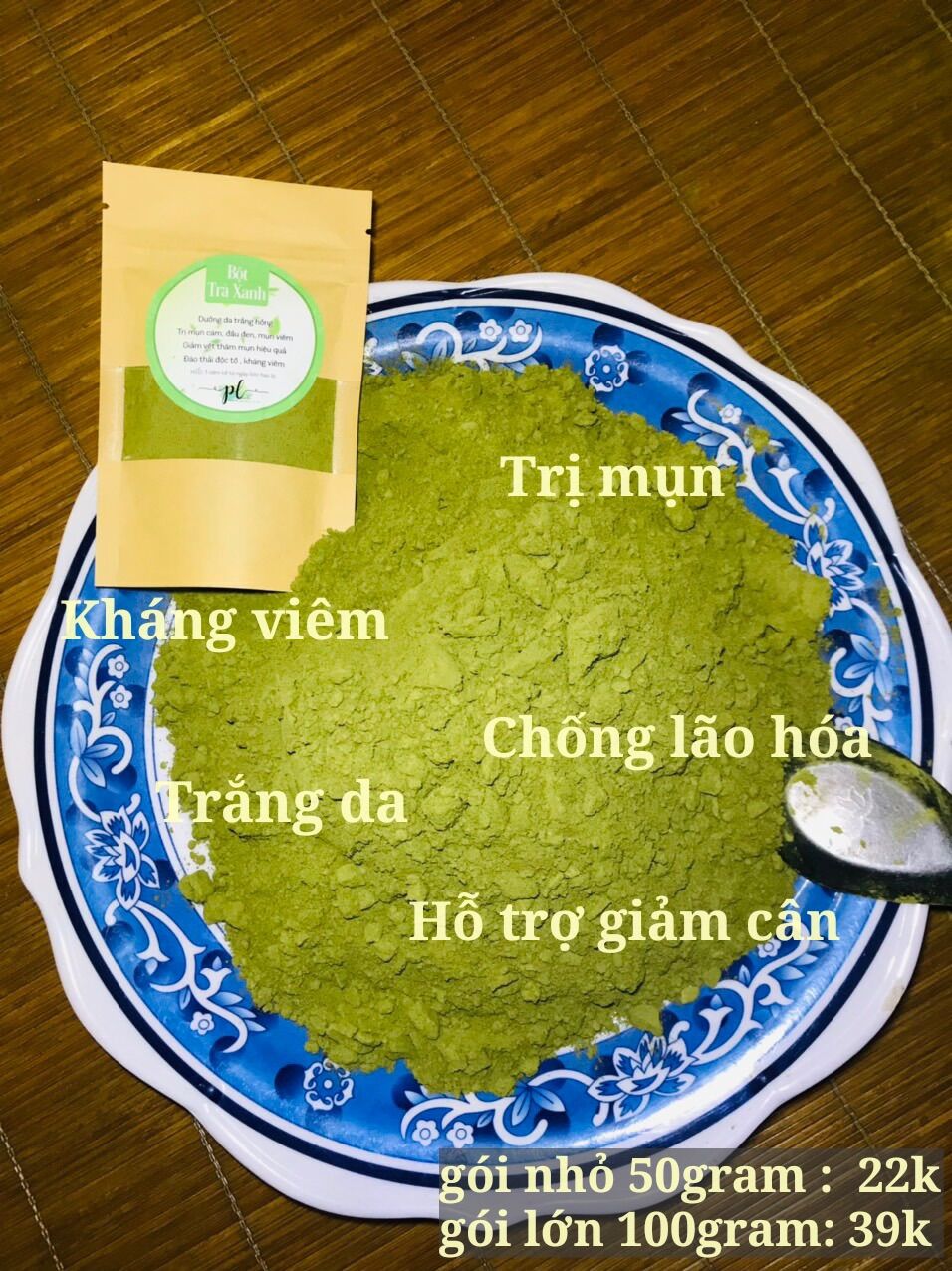 [Sẵn Hàng] Bột Trà Xanh Nguyên Chất PL Cosmetic 50g