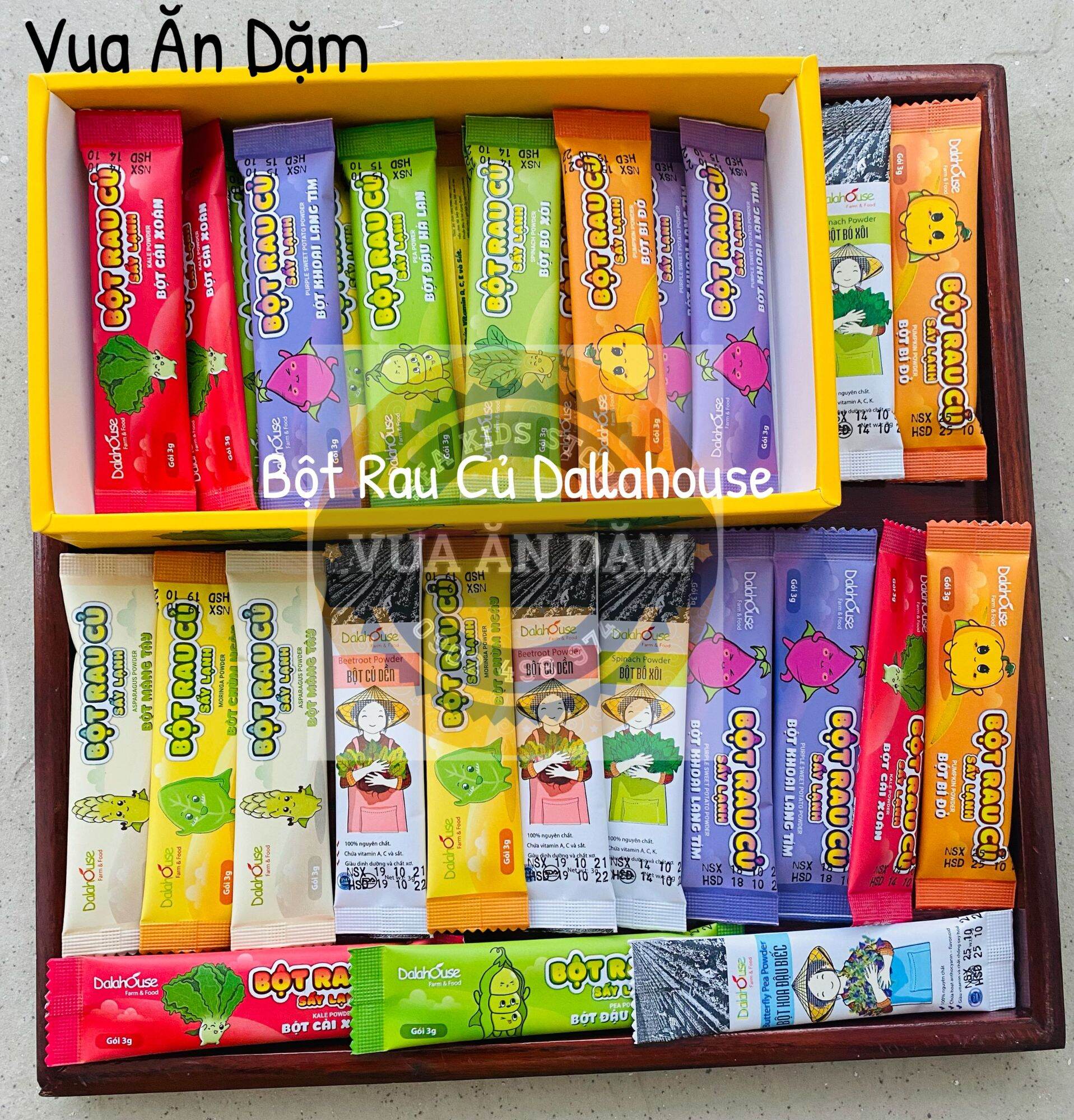 (Mẫu Mới 3gr) Bột Rau Củ DalaHouse cho bé ăn dặm gói nhỏ 3g