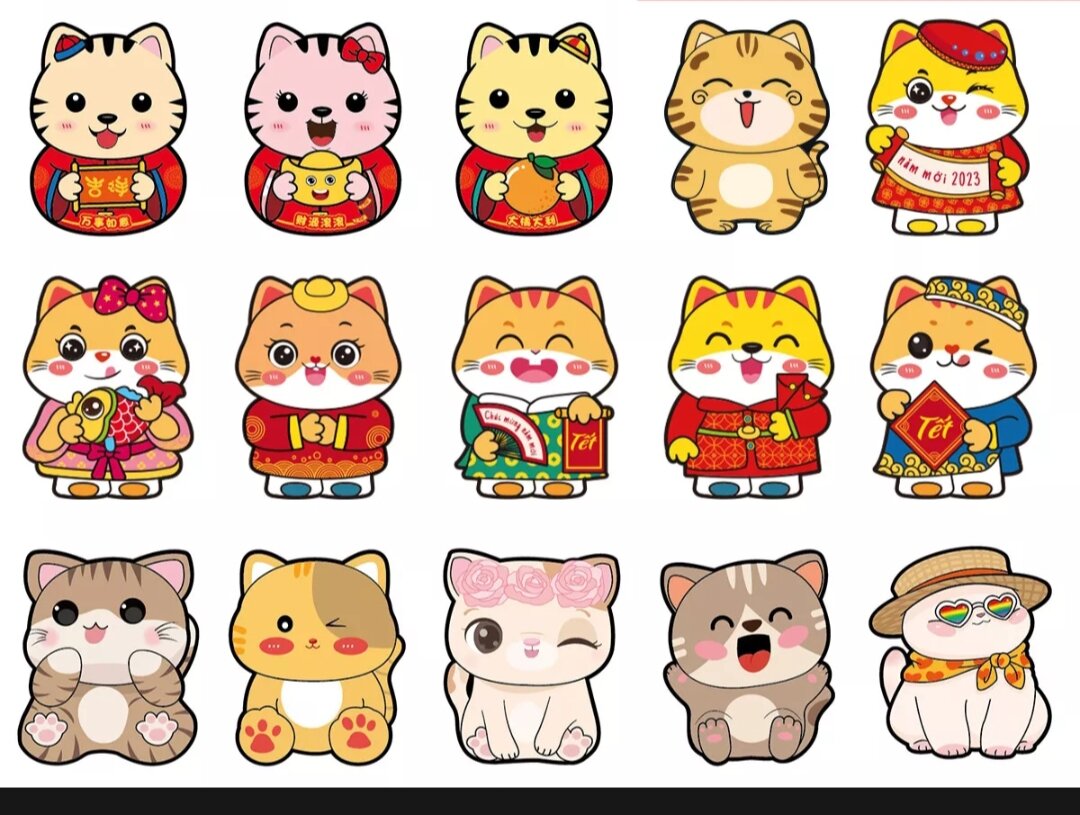 [Lixi-01] Túi 10 cái bao lì xì Mèo chibi 2023