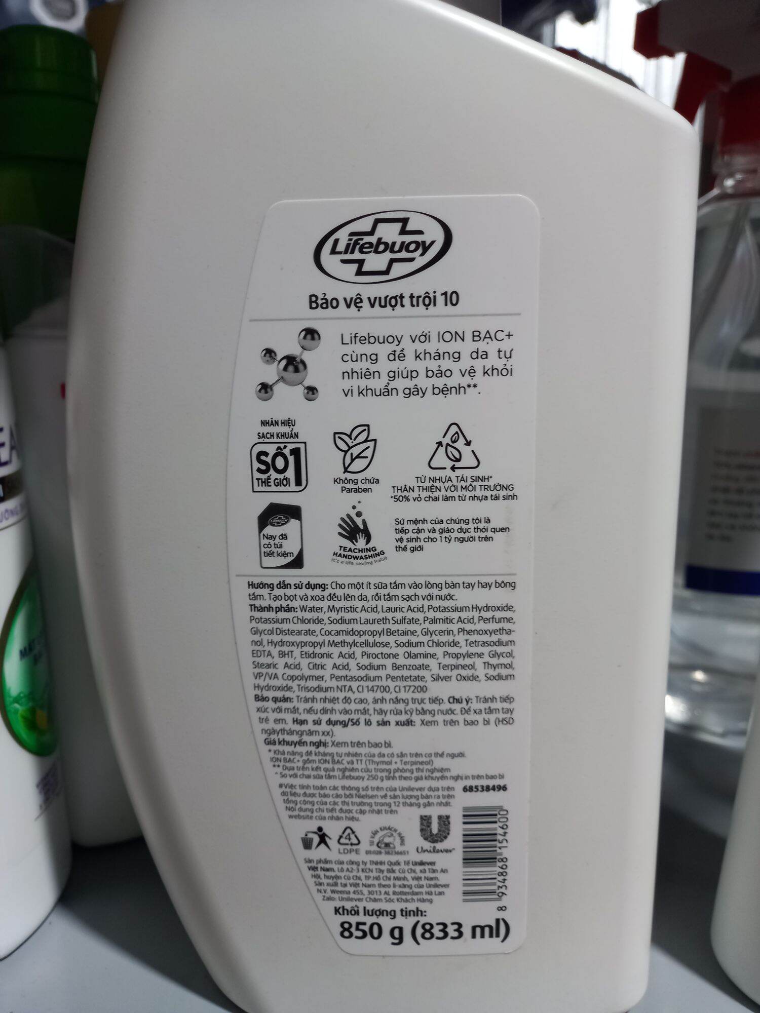 sữa tắm Lifebuoy 850g