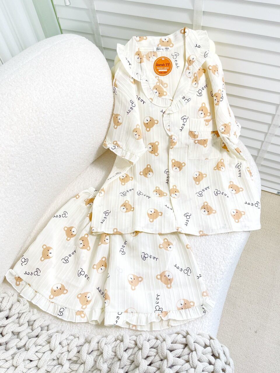 sét bộ đùi pyjama gân hình .