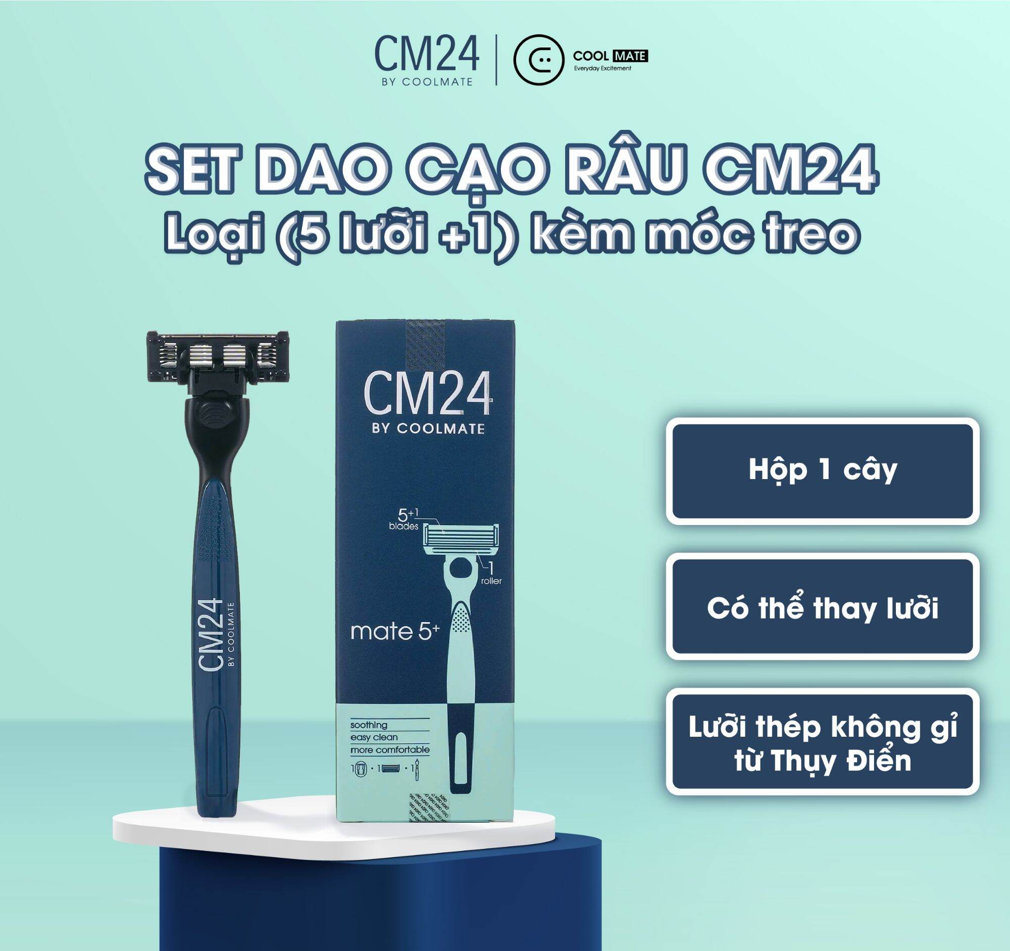 🇻🇳 Dao cạo râu CM24 dao cạo 5 lưỡi cán thép chắc chắn