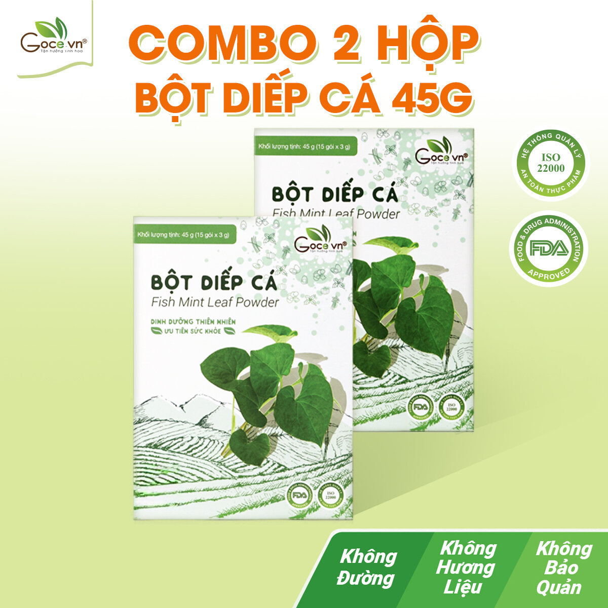 Combo 2 hộp Bột diếp cá Goce ST - 2x45g