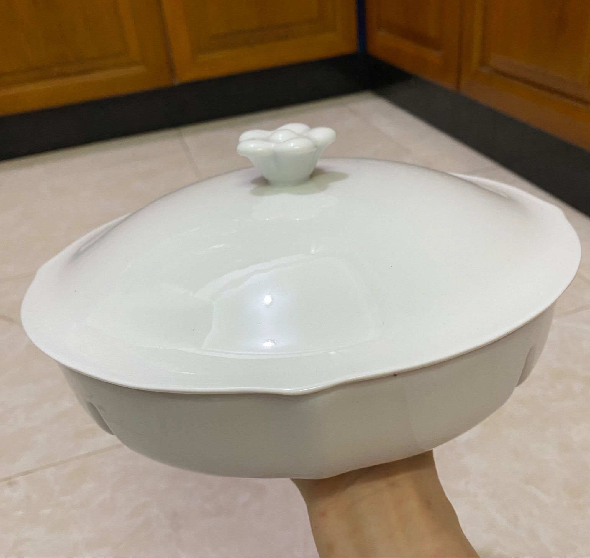 Khay mứt 5 ngăn 24cm sứ trắng Minh Long+nắp