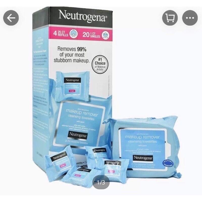 🇺🇸 Khăn Giấy Tẩy Trang Neutrogena Make-Up Remover 🌸
