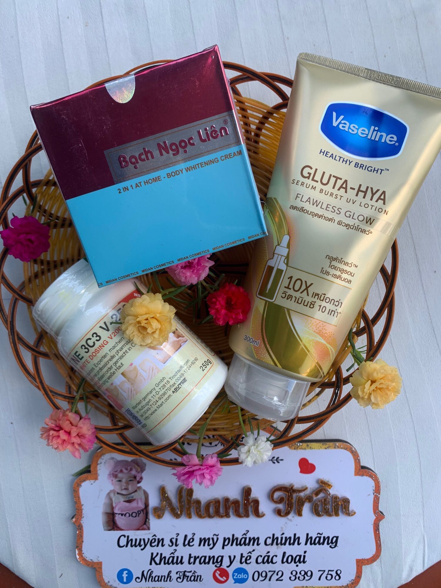 Combo tự trộn bạch ngọc liên,vaseline,abutin