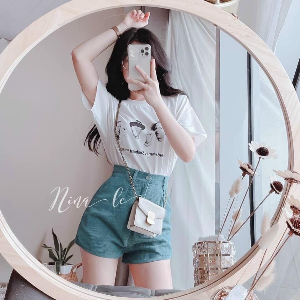[HCM]SET PULL TRẮNG HÌNH NGƯỜI + QUẦN SHORT NHUNG XANH??