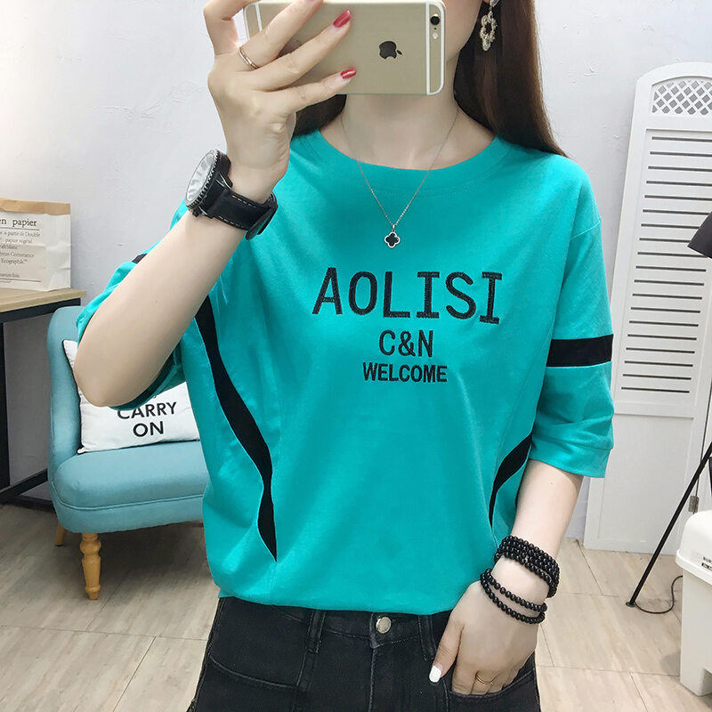 Áo Phông Ngắn Tay 2023 Cotton Mùa Hè Áo Cánh Dơi Cỡ Lớn Rộng Rãi Nữ Trang Phục Nữ Tôn Dáng Gầy Thời Trang Mẫu Mới Năm