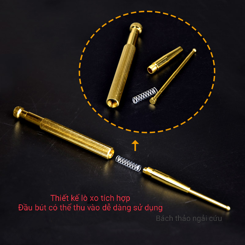 Bút dò huyệt châm cứu massage tai bằng đồng thau tặng 60 miếng dán nhĩ châm vương bất lưu hành