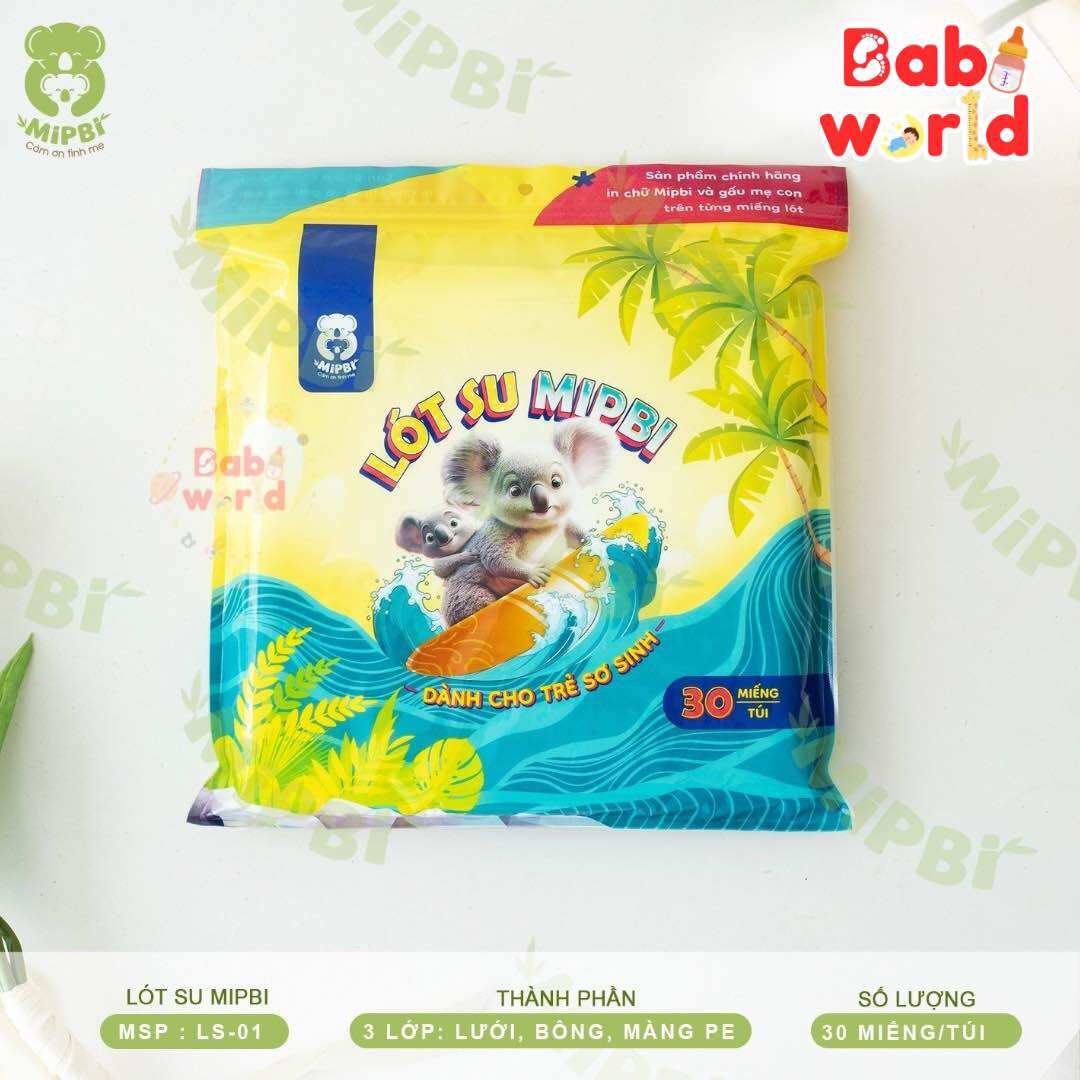 Lót phân su sơ sinh Mipbi gói 30 miếng, an toàn tiện lợi siêu tiết kiệm cho mẹ và bé