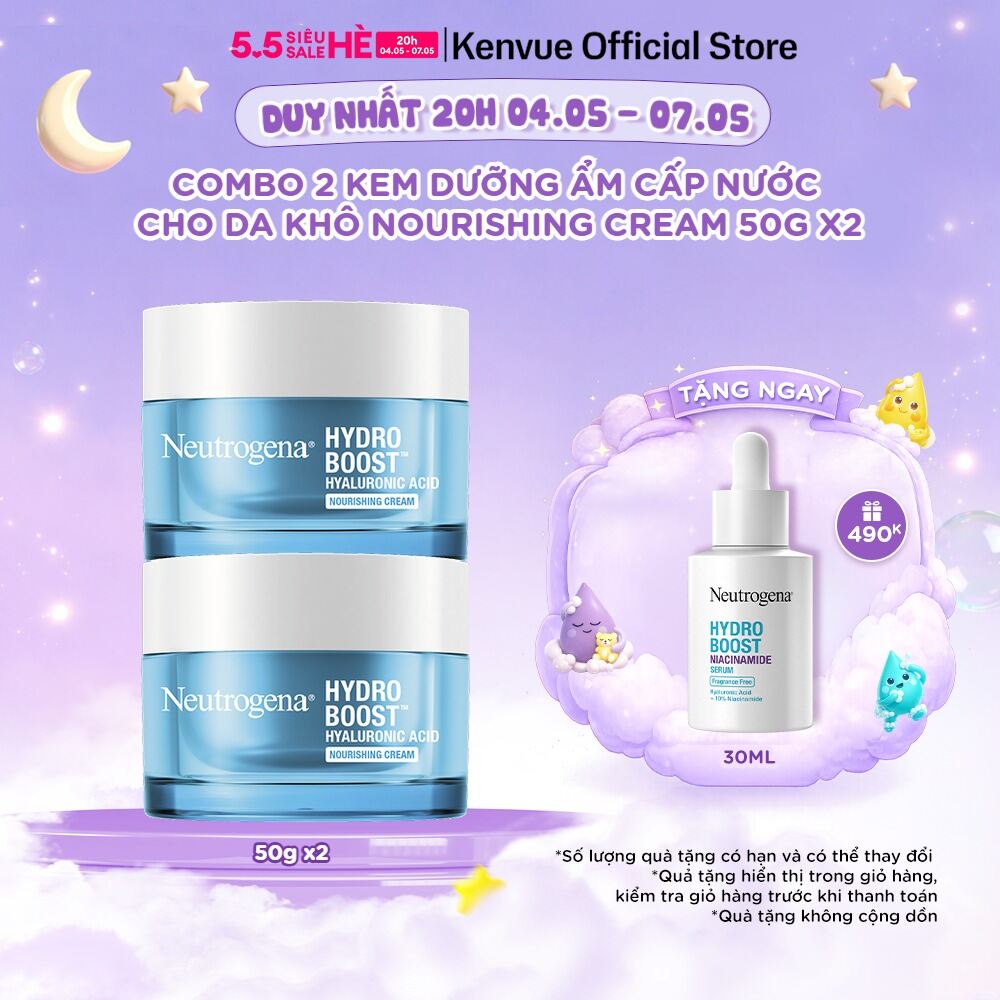 Bộ 2 Kem dưỡng ẩm cho da khô Neutrogena® Hydro Boost Hyaluronic Acid Nourishing Cream (50g) x2