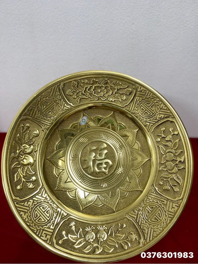 Mâm bồng mâm ngũ quả bằng đồng đường kính 33,5cm