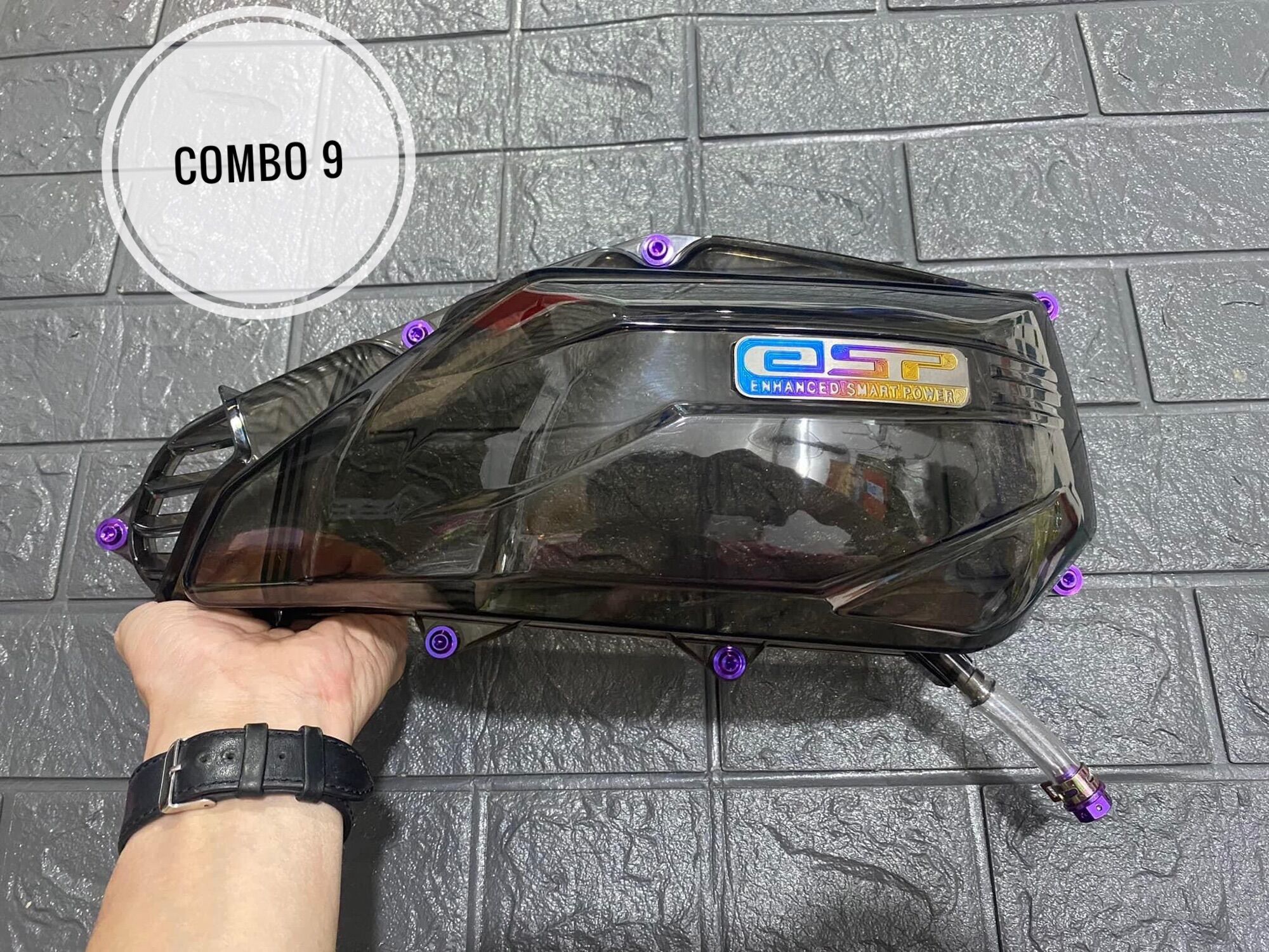 Bầu lọc gió click vario ab-kèm ốc và ống xã cặn titan