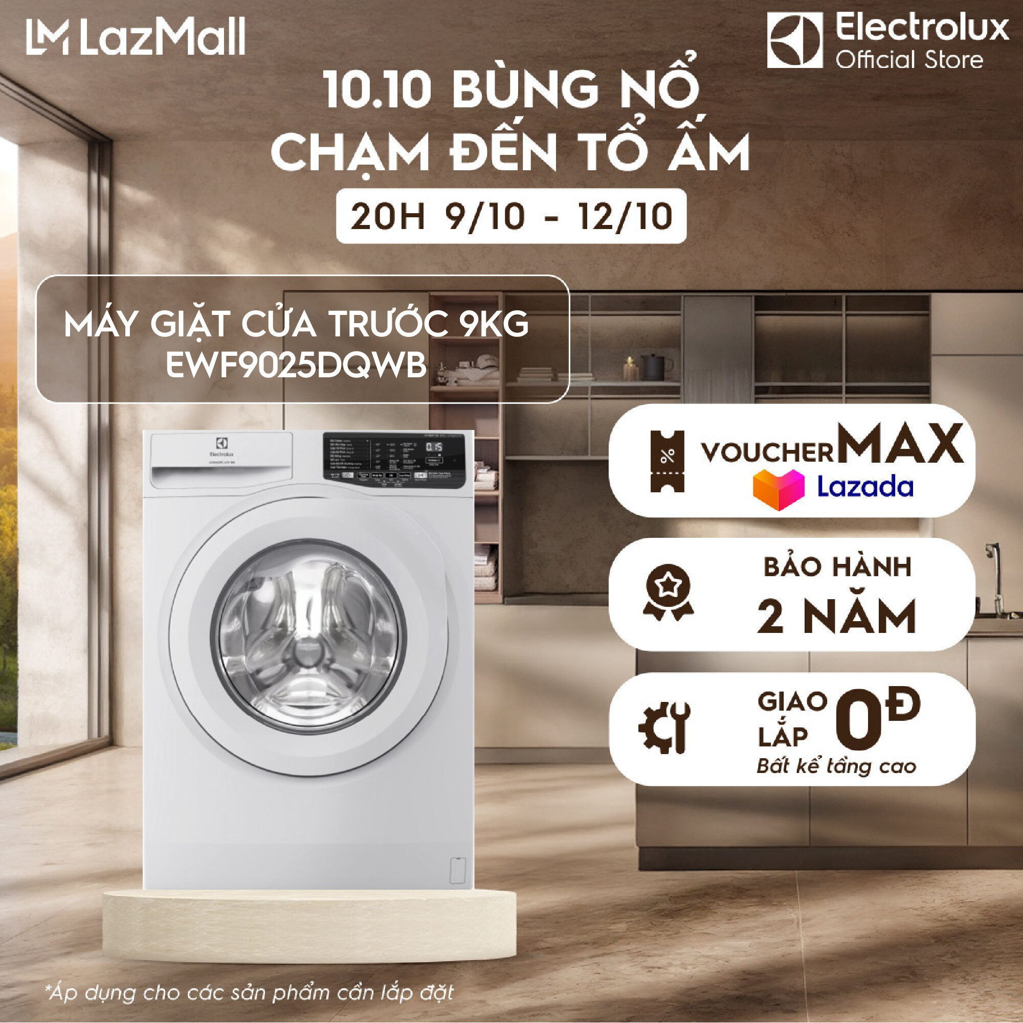 Máy giặt cửa ngang Electrolux 9kg UltimateCare 100 EWF9025DQWB diệt 99.9% vi khuẩn và chất dị ứng - Giao Lắp 0Đ Bất Kể Tầng Cao