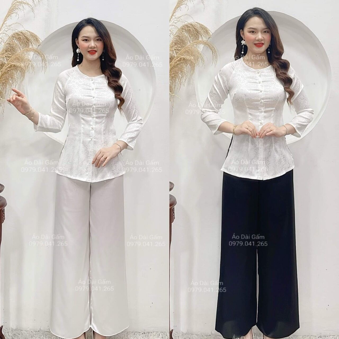 Bộ bà ba gấm lụa cổ tim 56-70kg